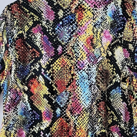 NWT Love J Women's Swimsuit Cover-up Open Front Size Sm Rainbow Snakeskin Beach - Picture 7 of 13